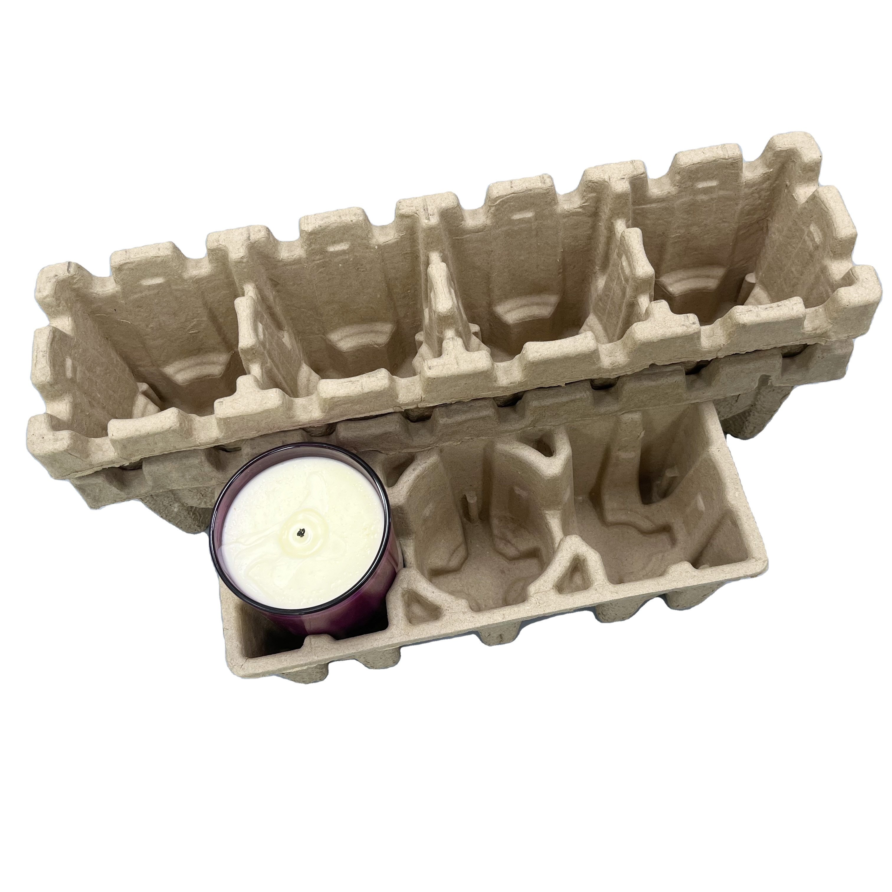 Candle jar packaging recycled paper pulp tray mold packing dry press Recycle paper pulp Biodegradable paper tray packaging