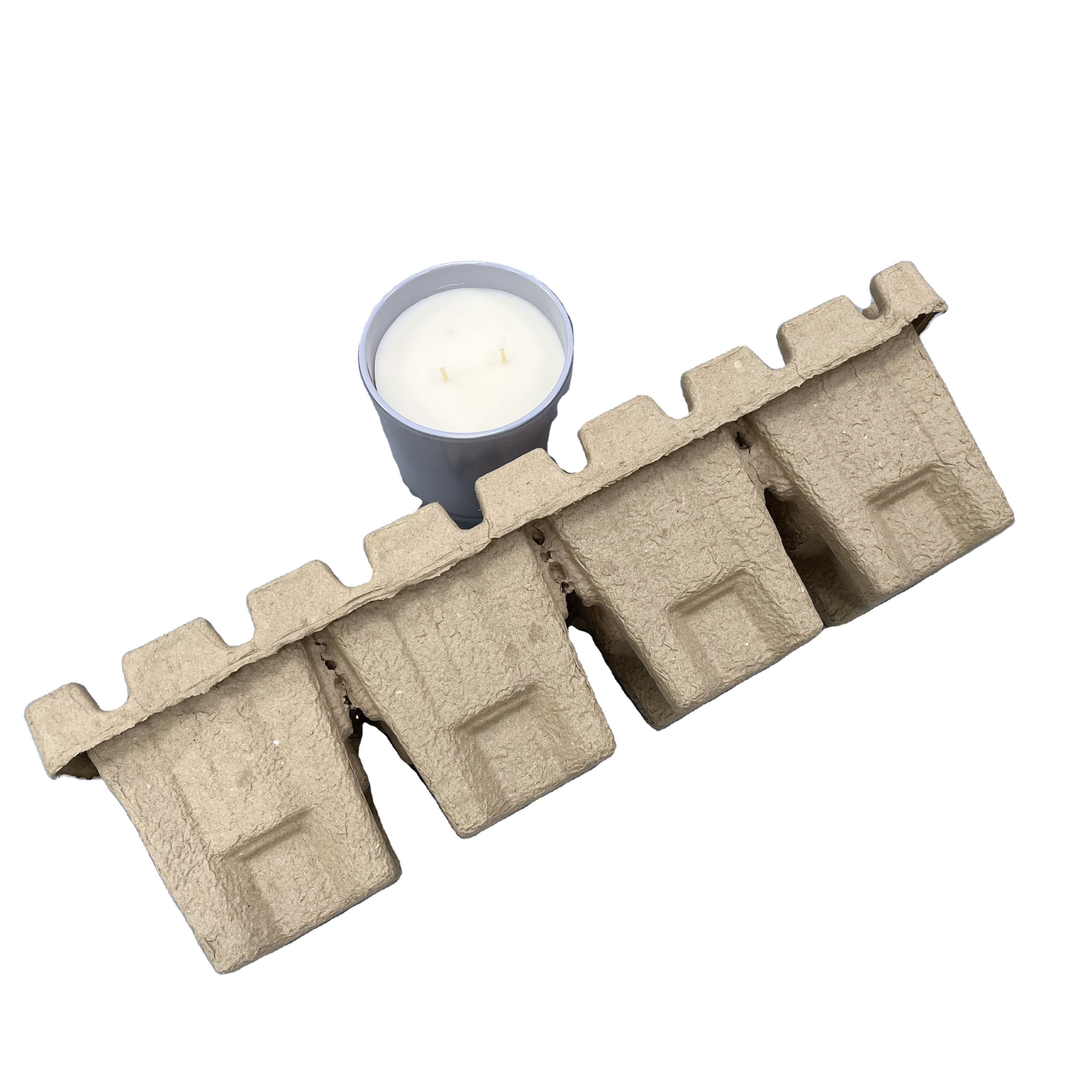 Candle jar packaging recycled paper pulp tray mold packing dry press Recycle paper pulp Biodegradable paper tray packaging