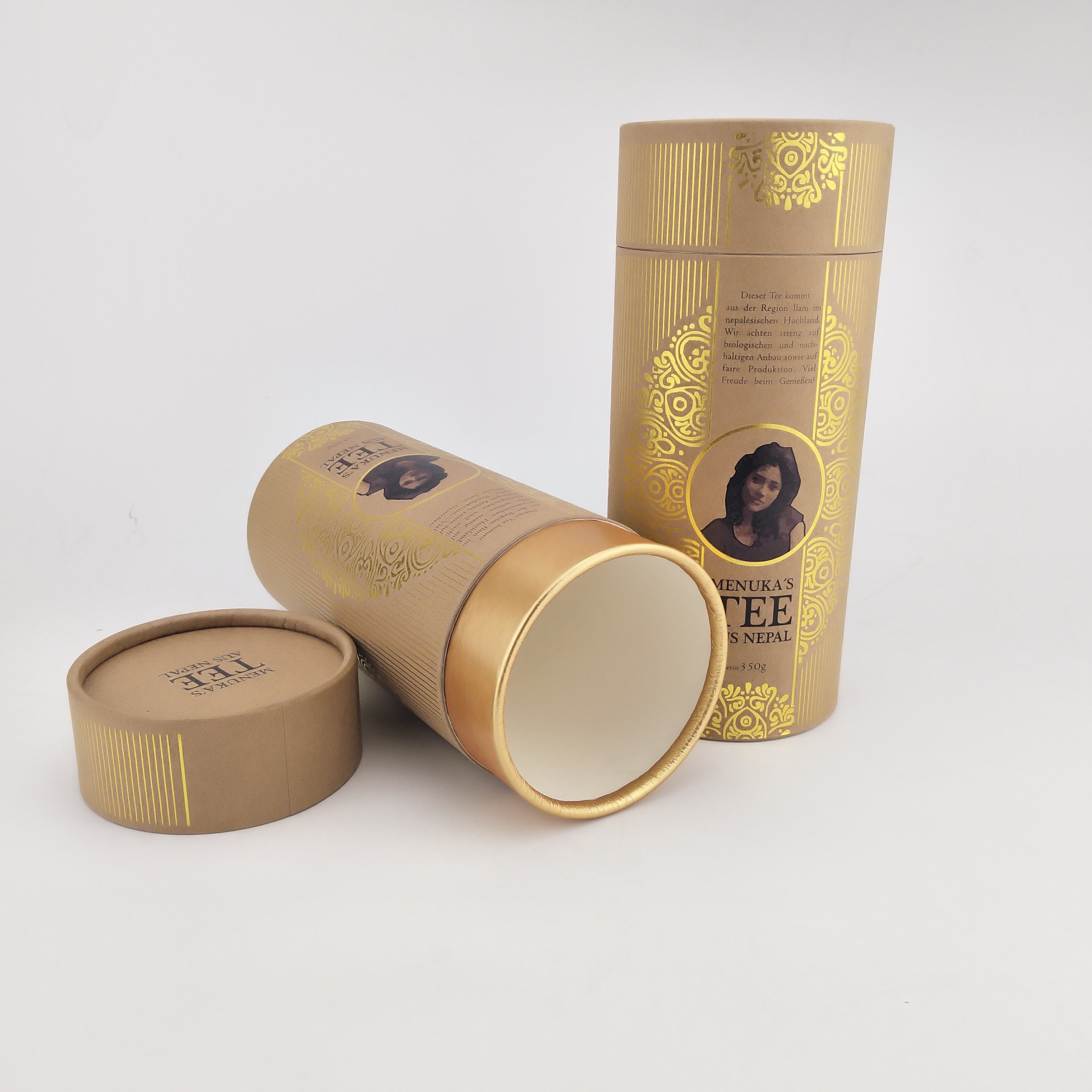 Eco Friendly Recyclable Kraft Paper Tea tube Packaging Paper round Tube Box for tea