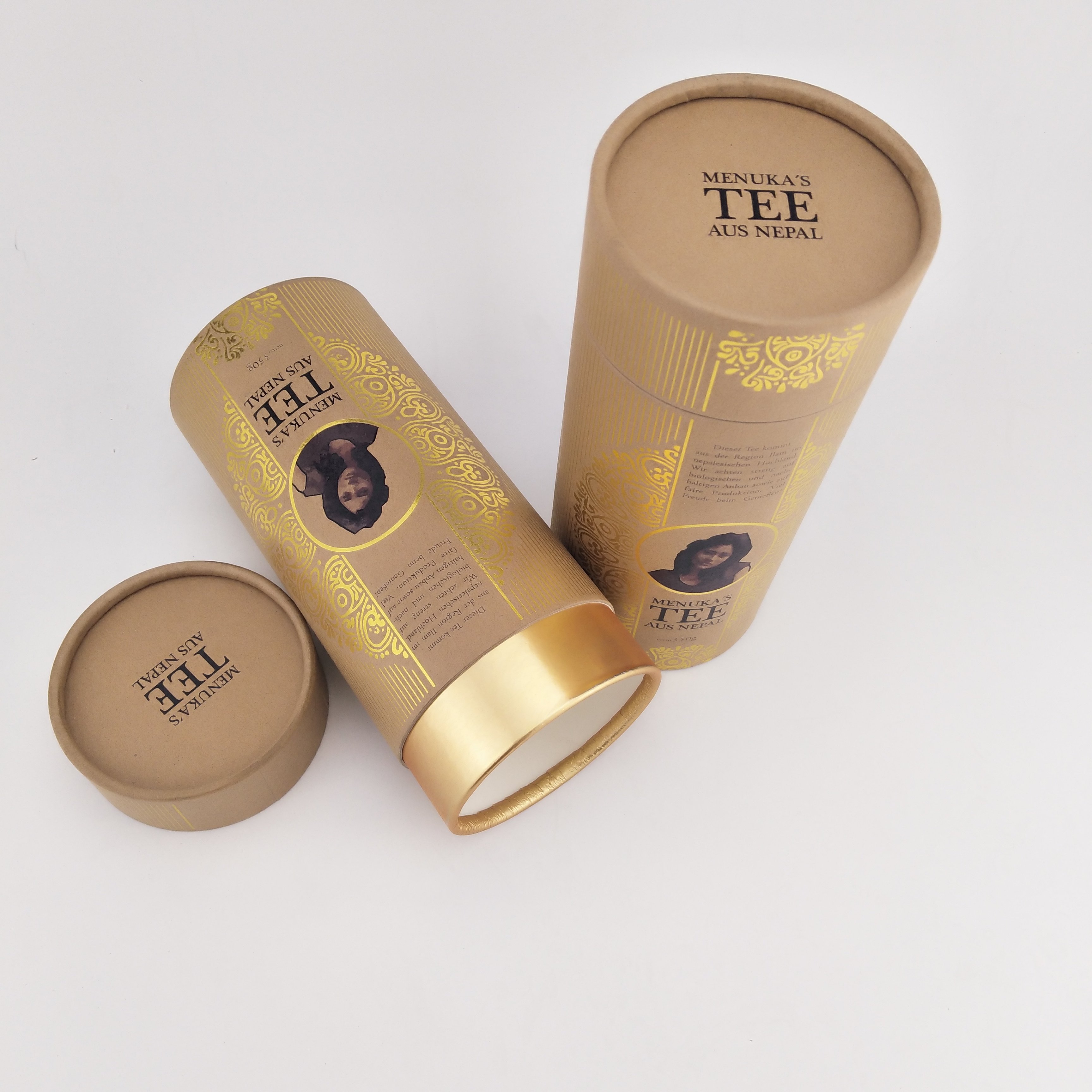 Eco Friendly Recyclable Kraft Paper Tea tube Packaging Paper round Tube Box for tea