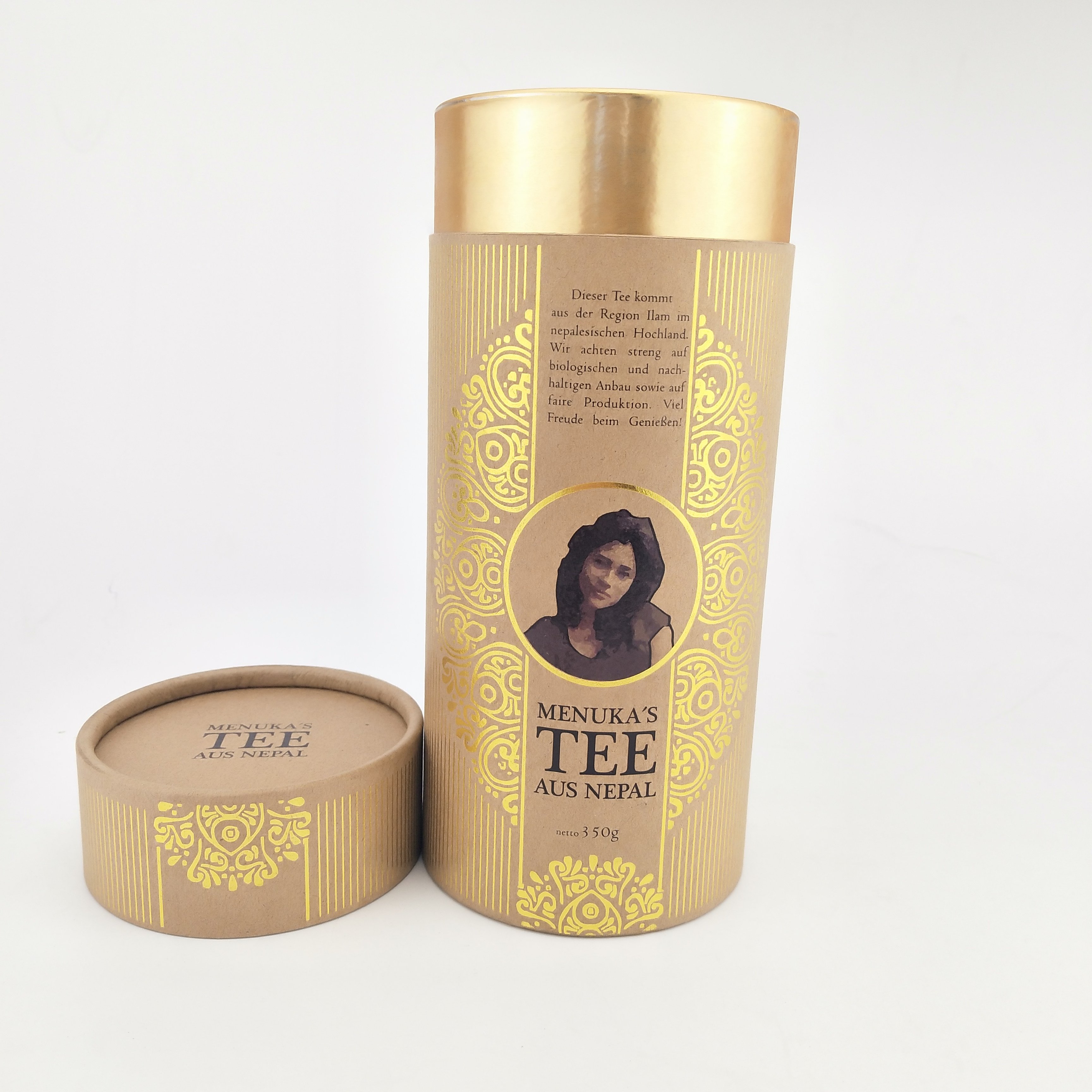 Eco Friendly Recyclable Kraft Paper Tea tube Packaging Paper round Tube Box for tea