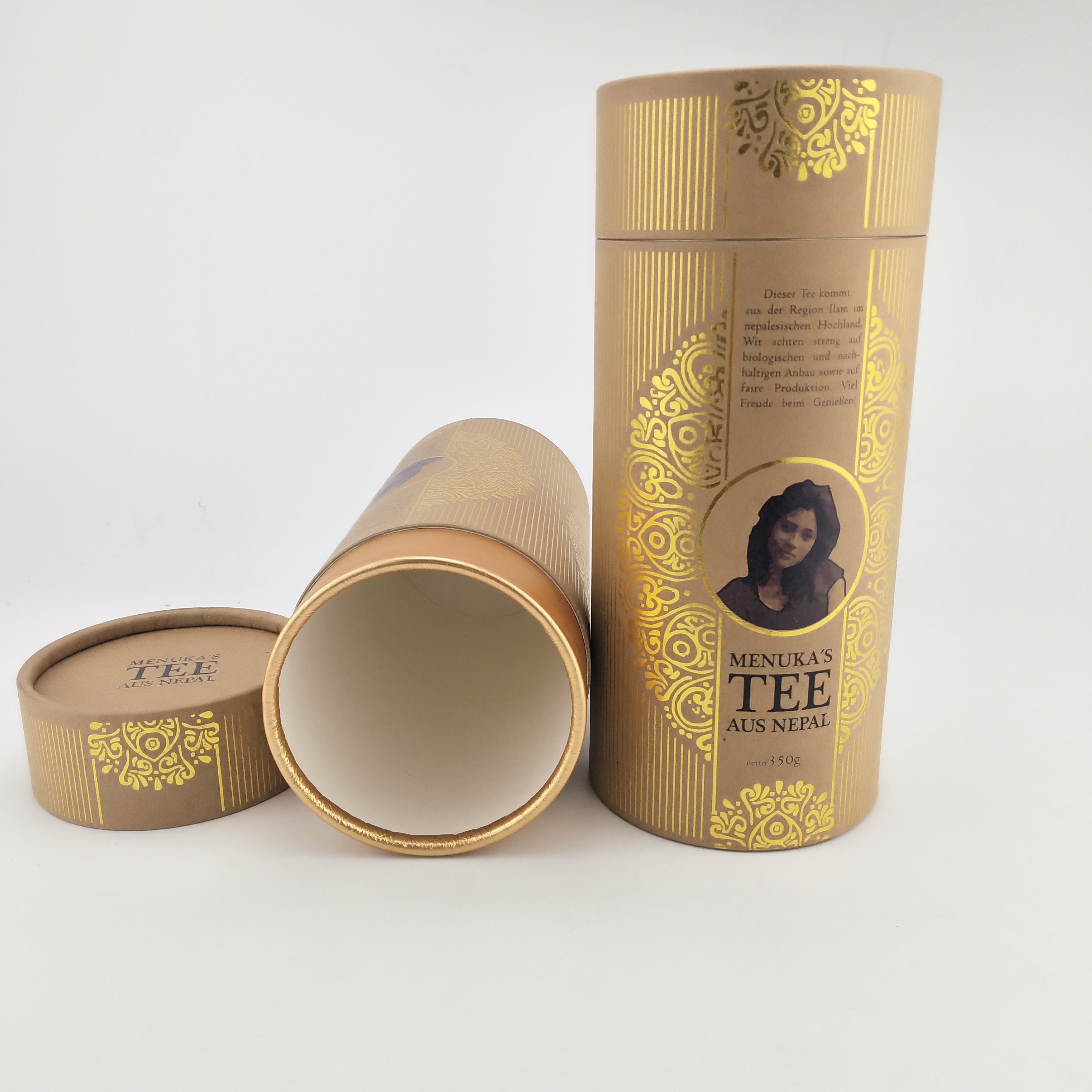 Eco Friendly Recyclable Kraft Paper Tea tube Packaging Paper round Tube Box for tea