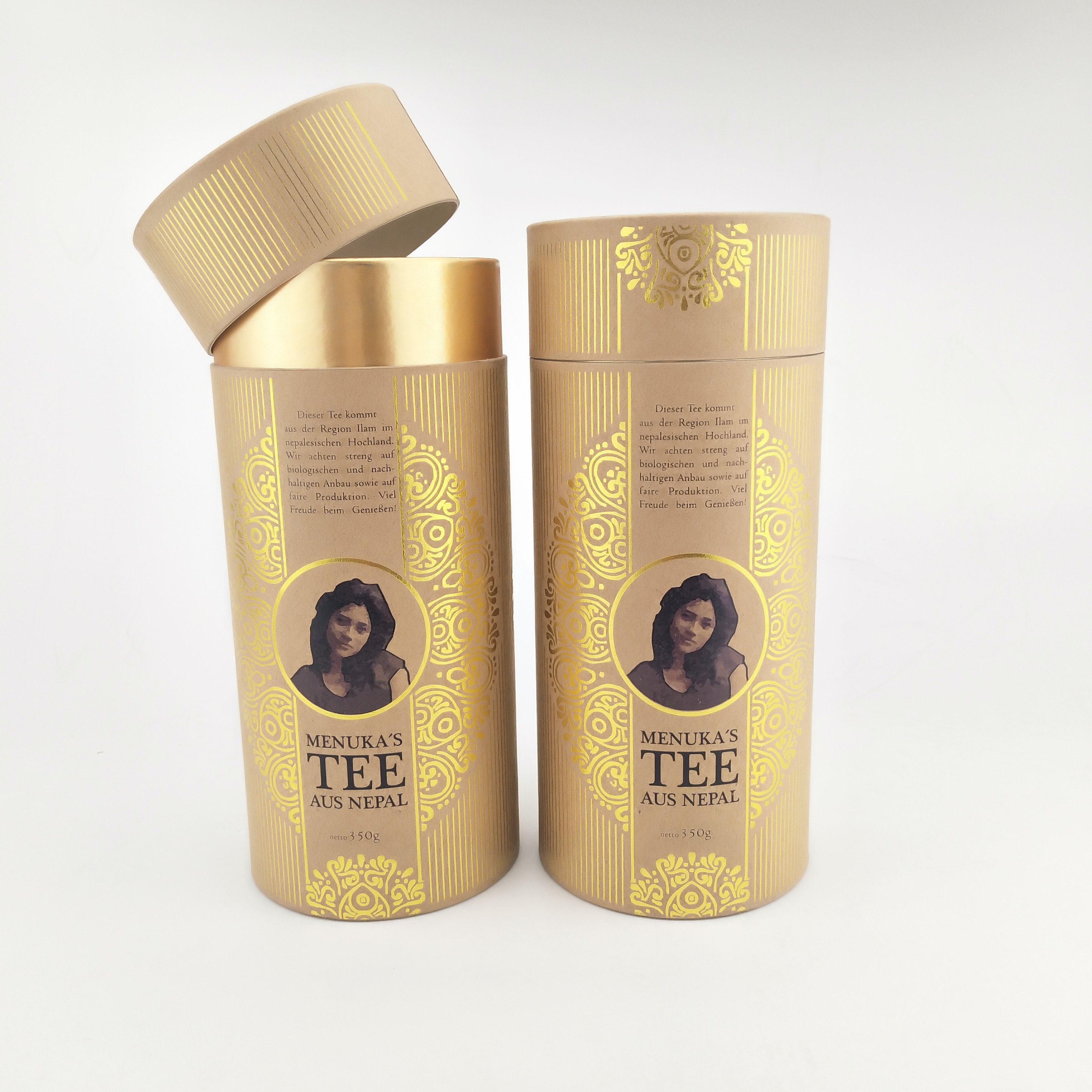 Eco Friendly Recyclable Kraft Paper Tea tube Packaging Paper round Tube Box for tea