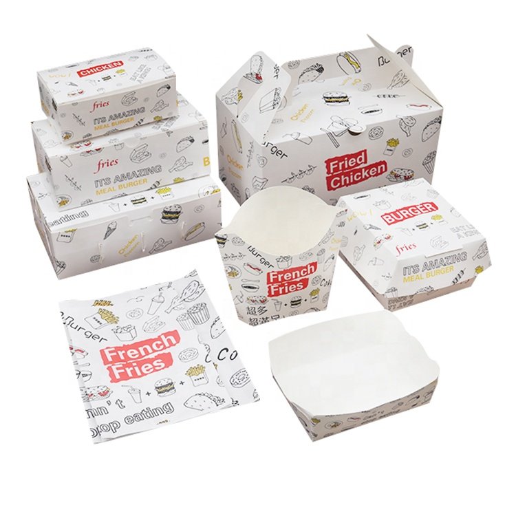Wholesale custom ivory board box biodegradable hamburger paper box Hot sale print hamburger paper box food