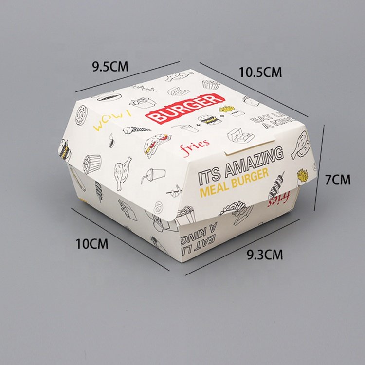 Wholesale custom ivory board box biodegradable hamburger paper box Hot sale print hamburger paper box food
