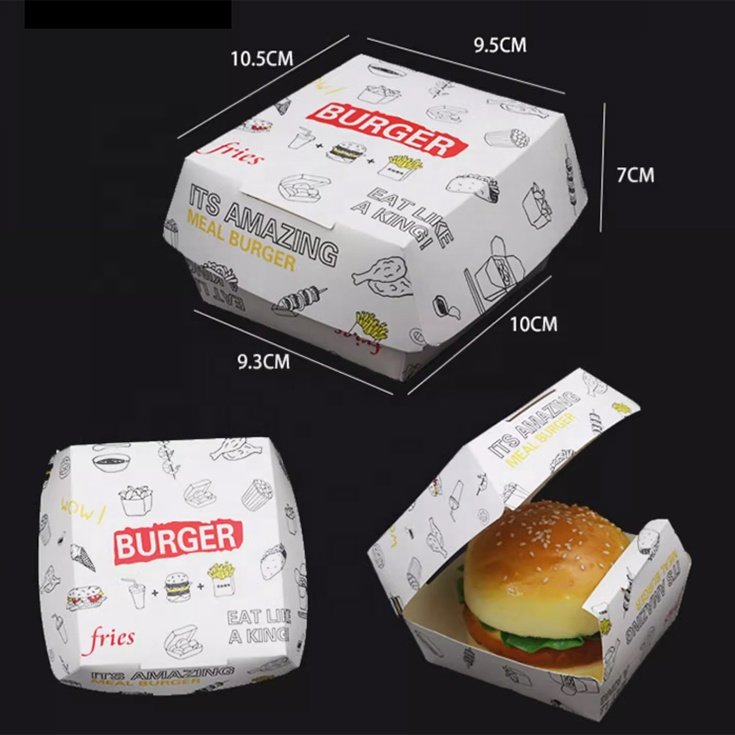 Wholesale custom ivory board box biodegradable hamburger paper box Hot sale print hamburger paper box food