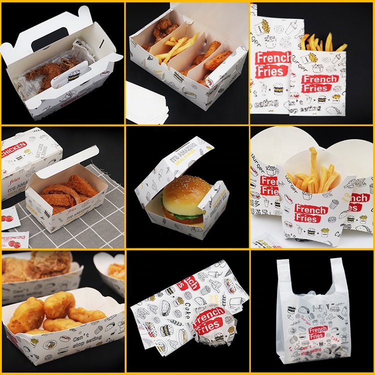 Wholesale custom ivory board box biodegradable hamburger paper box Hot sale print hamburger paper box food