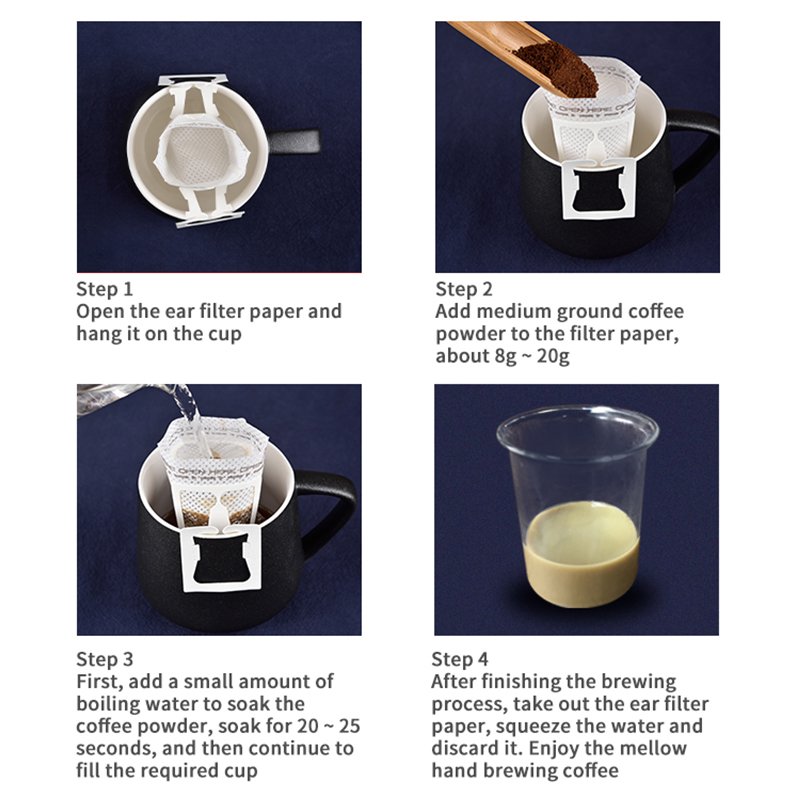 Eco-friendly material disposable cup drip hanging ear coffee filter bag package