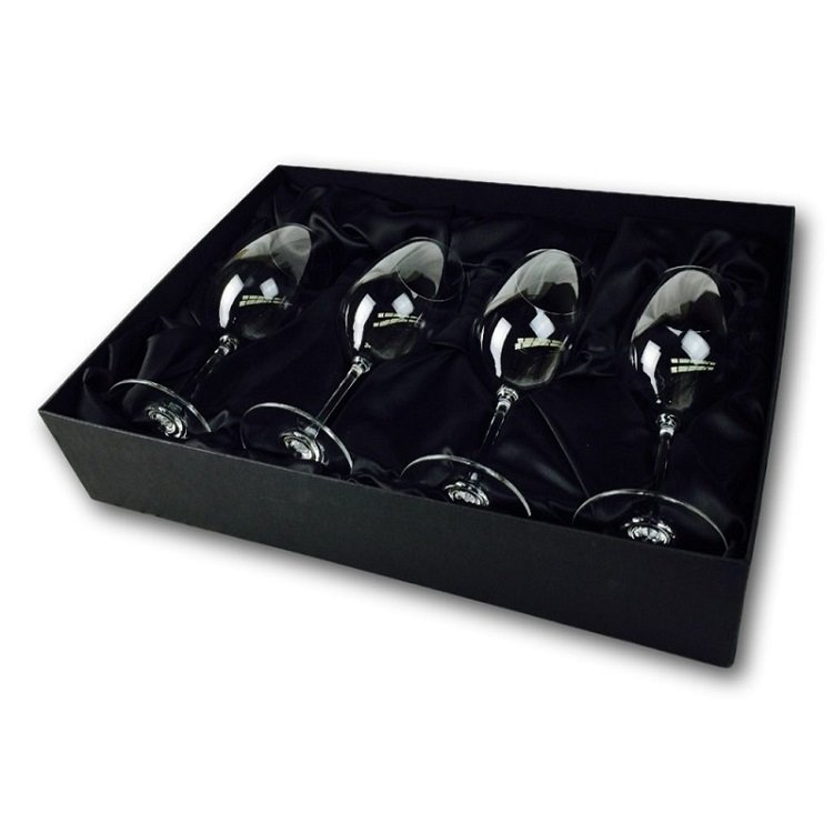 Customized trays packaging glasses wine bottles glass products gift boxes with CNC laser engraving EVA foam inserts paper box
