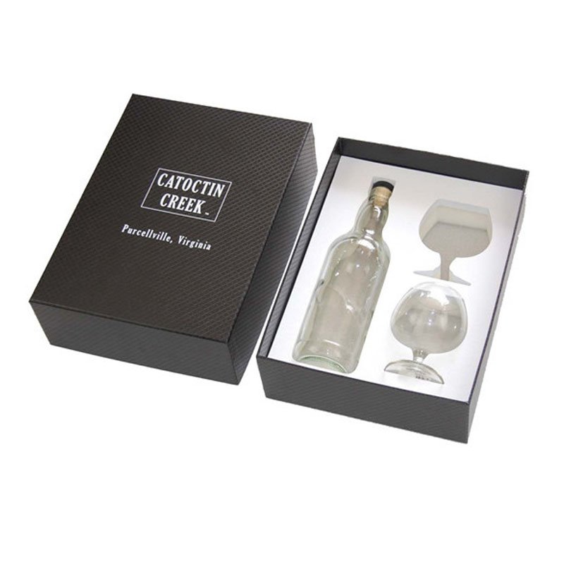 Customized trays packaging glasses wine bottles glass products gift boxes with CNC laser engraving EVA foam inserts paper box