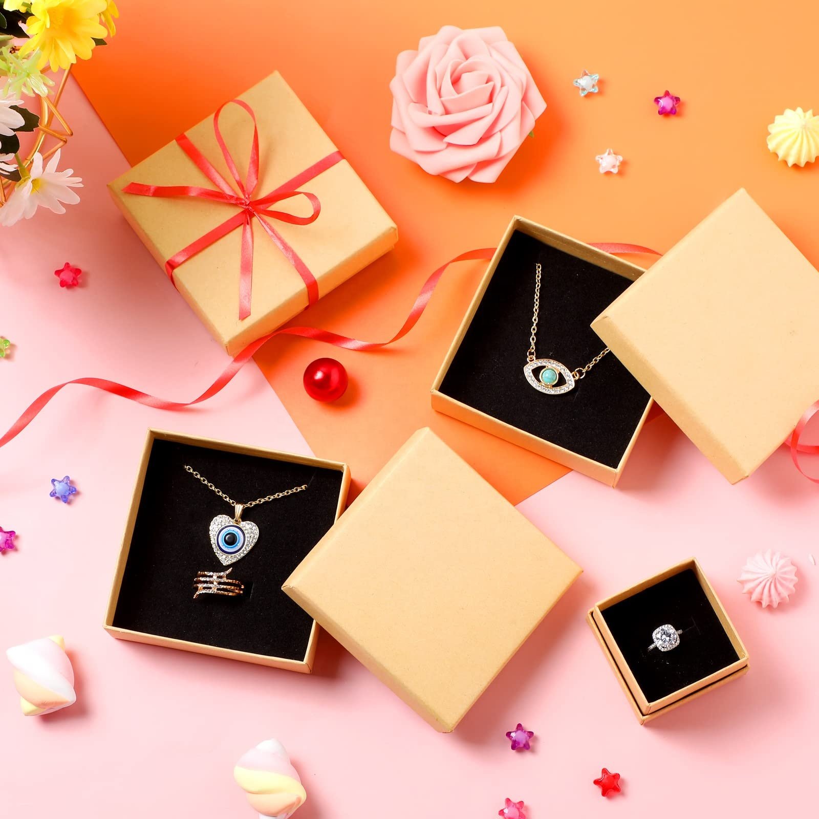 Personalized Eco Friendly Custom Logo High End Indian Ring Necklace Packaging Portable Cardboard Glass Western Mini Jewelry Box