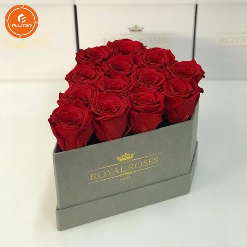 Custom Suede Bouquet Gift Box Circle Flower Velvet Box Valentine's Day Eternity Rose Box
