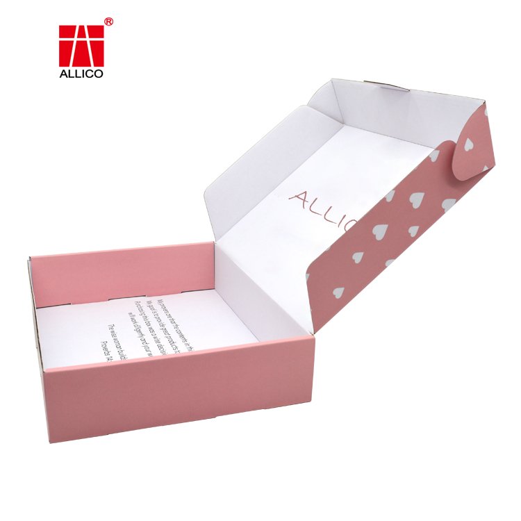 Custom Logo Pink Corrugated Mailer Cardboard Cosmetic Set Paper Packaging Mailing Postal Shipping Boxes