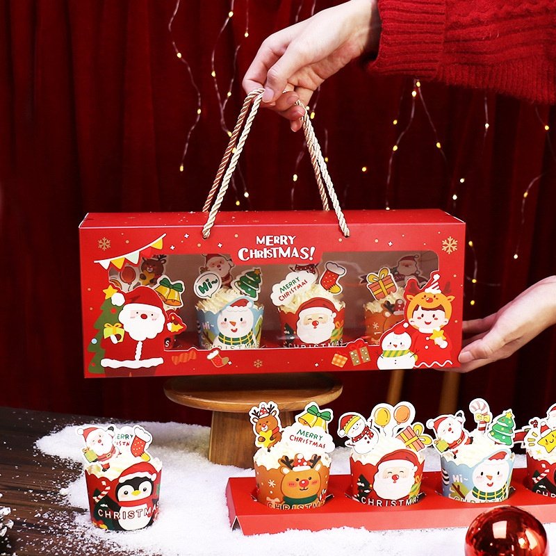 Cake Christmas Pancake Packaging Box Cartoon Decorative Paper Cup Plugin Internet Red Hot Selling Cake Paper Cup