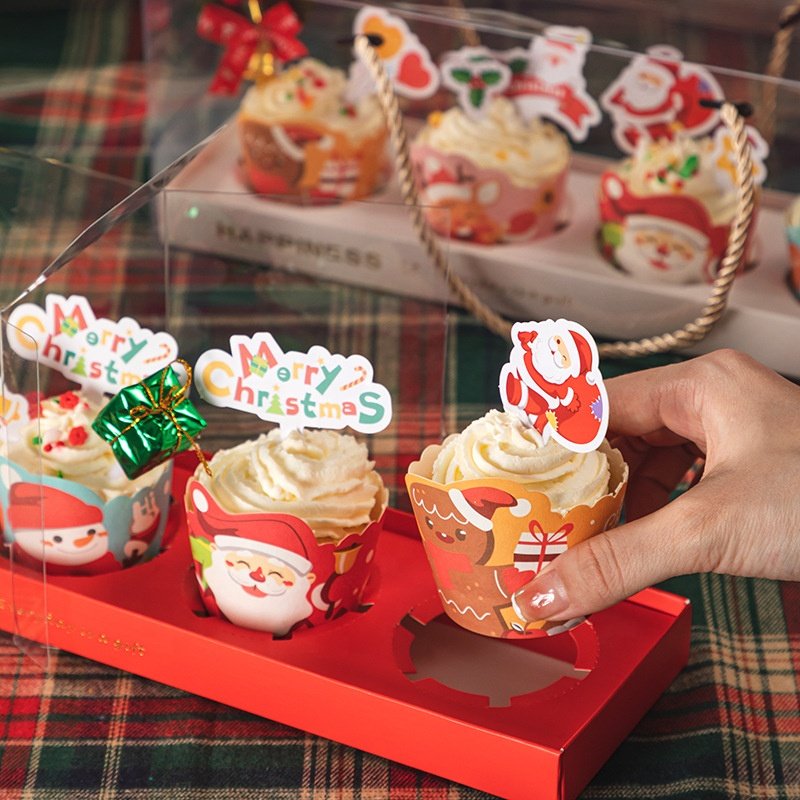 Cake Christmas Pancake Packaging Box Cartoon Decorative Paper Cup Plugin Internet Red Hot Selling Cake Paper Cup
