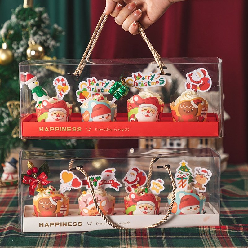 Cake Christmas Pancake Packaging Box Cartoon Decorative Paper Cup Plugin Internet Red Hot Selling Cake Paper Cup