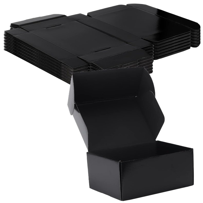 Pack of 20 9x6x4 inch black cardboard shipping boxes suitable for shipping packaging
