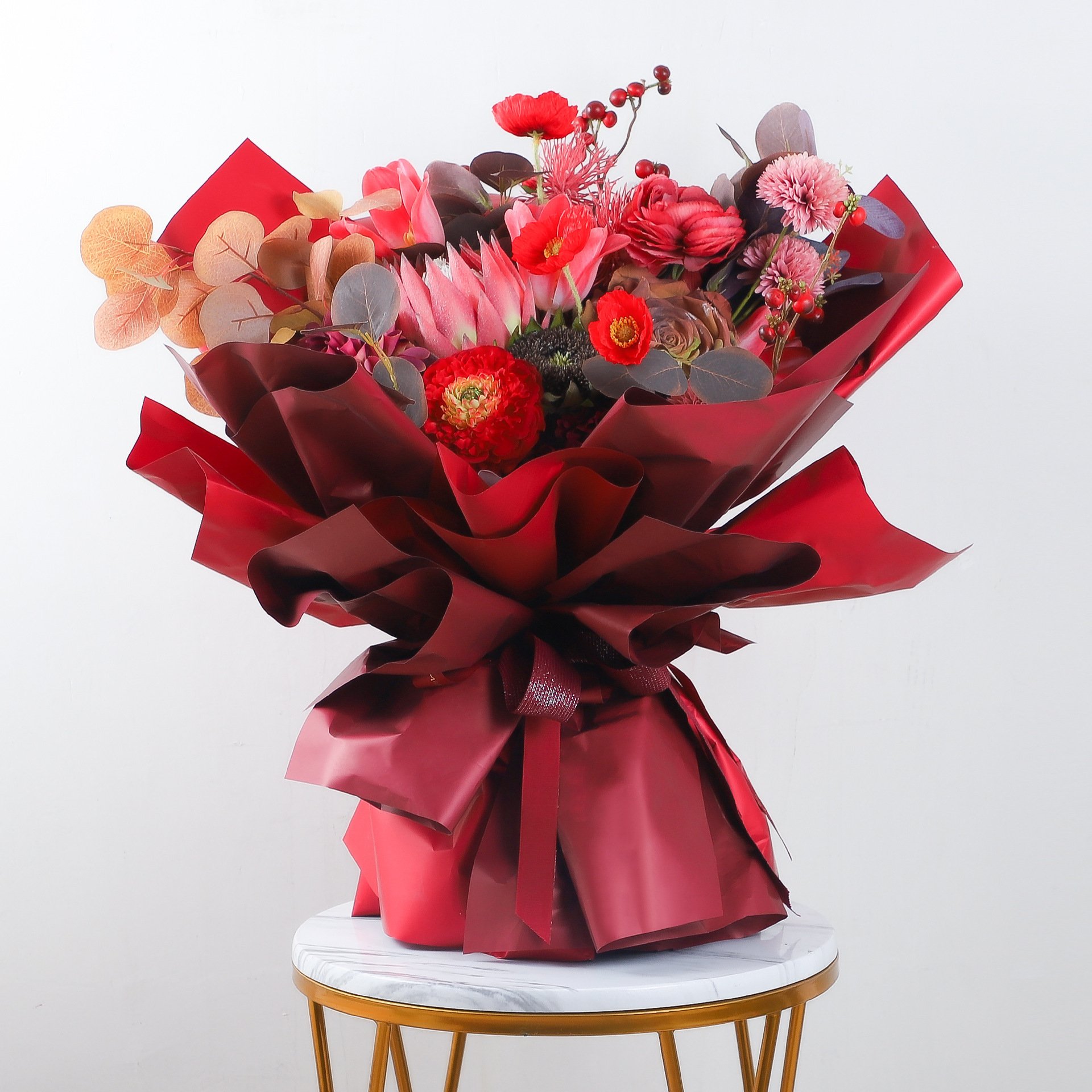 Solid color paper flower packaging paper wholesale waterproof florist bouquet packaging wrapping paper for flowers multicolor