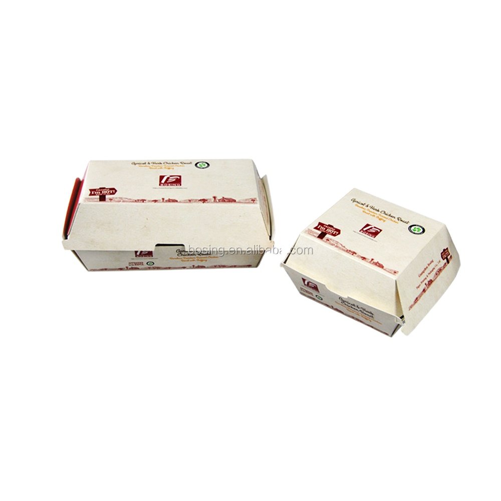 Fast Food Packaging Box Burger Box Food Grade Cardboard Eco Friendlyic Chiptable Kraft Paper Custom Printed Disposable Accept