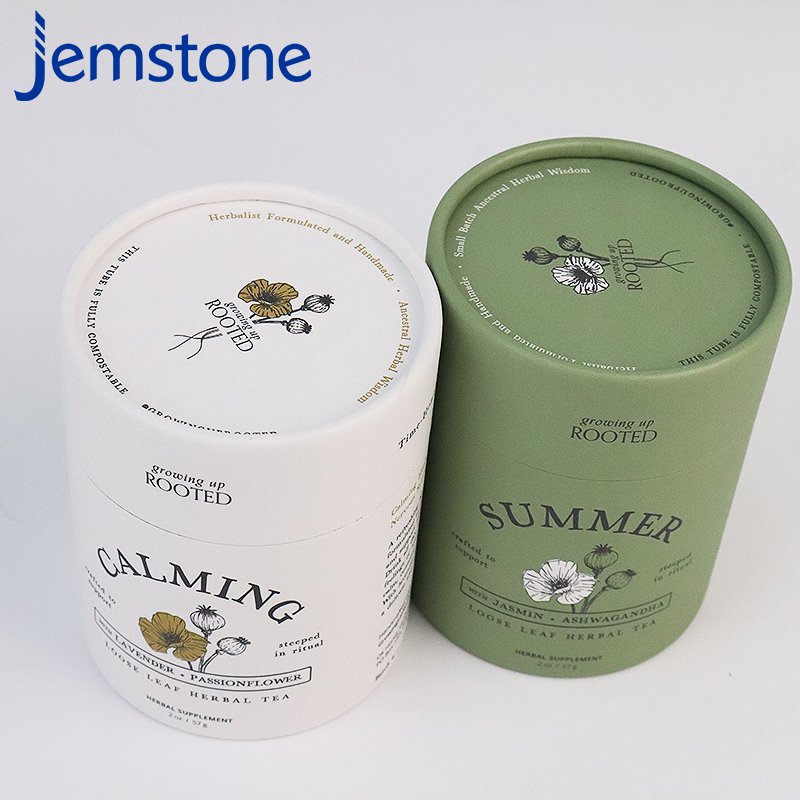 "100% Recyclable Custom Eco Friendly Empty Tea Gift Tube Paper Box Packaging Luxury Cylinder Packaging For Loose Leaf Herbal Tea