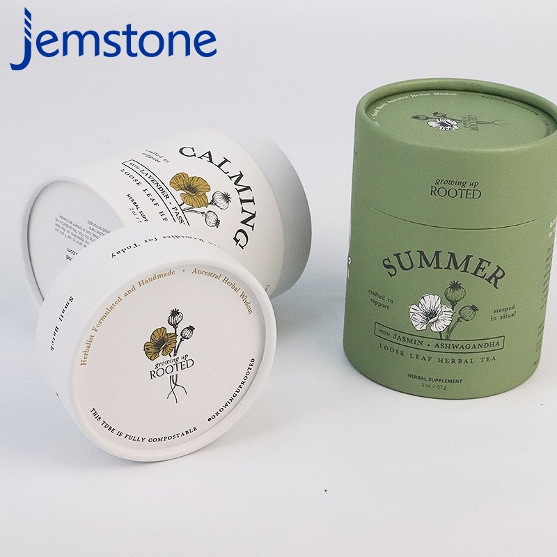 "100% Recyclable Custom Eco Friendly Empty Tea Gift Tube Paper Box Packaging Luxury Cylinder Packaging For Loose Leaf Herbal Tea