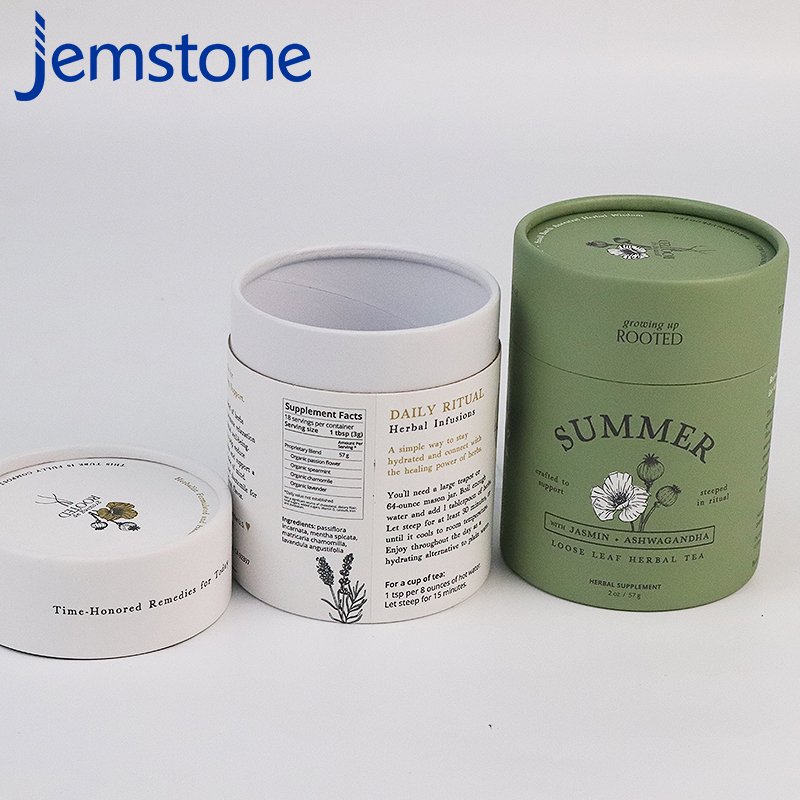 "100% Recyclable Custom Eco Friendly Empty Tea Gift Tube Paper Box Packaging Luxury Cylinder Packaging For Loose Leaf Herbal Tea