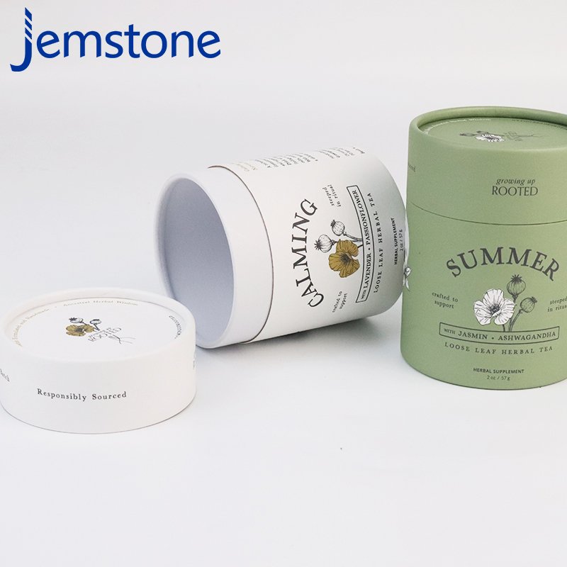 "100% Recyclable Custom Eco Friendly Empty Tea Gift Tube Paper Box Packaging Luxury Cylinder Packaging For Loose Leaf Herbal Tea