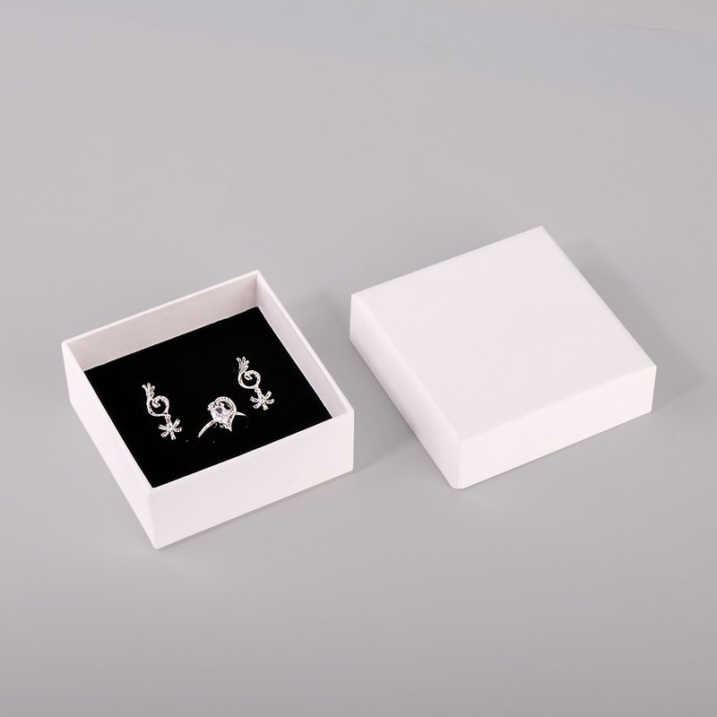 Custom printed luxury jewellery packaging paper Boxes with velvet Foam Insert for small ring earring necklace jewelry packaging