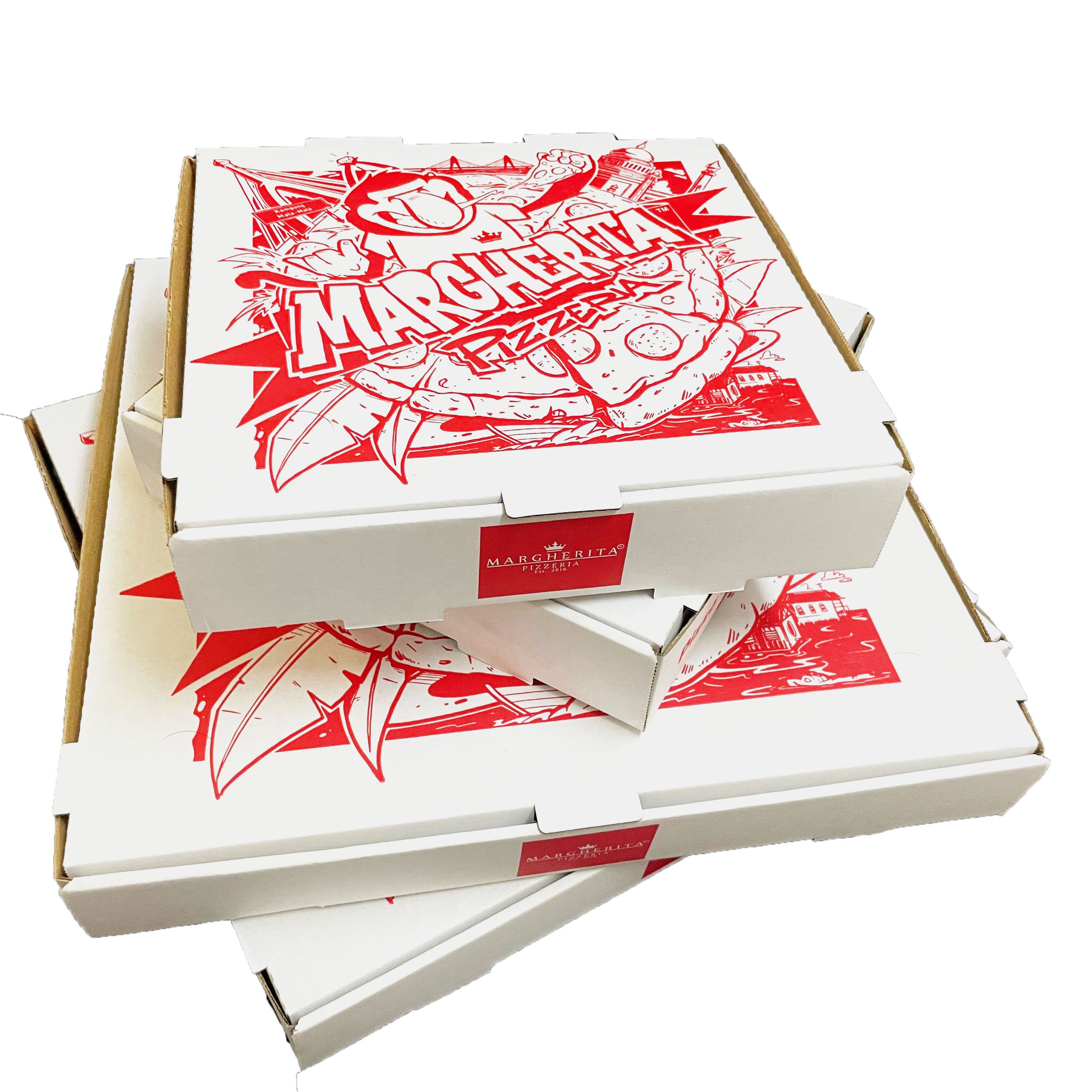 SP2784 7/8/9/10/12inch custom Advanced Corrugated Pizza Box E flute corrugated pizza box Take-Out Packaging paper box