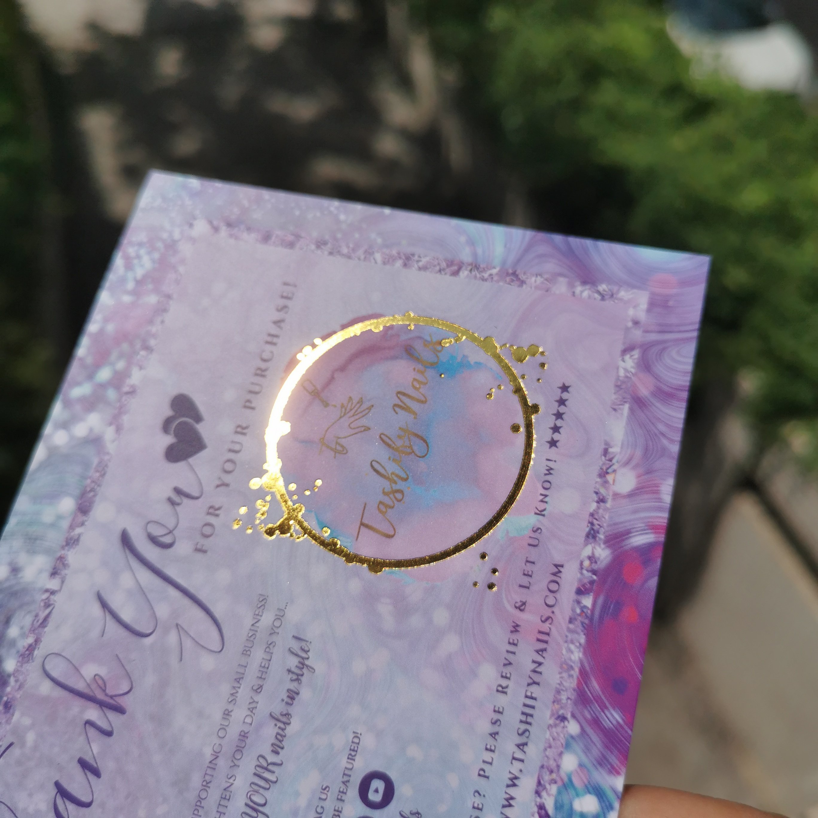 Wholesale Custom Printing Pink Thank You For Note Greeting Cards Order Business Shopping Gift Tag Cards gold foil hot stamping