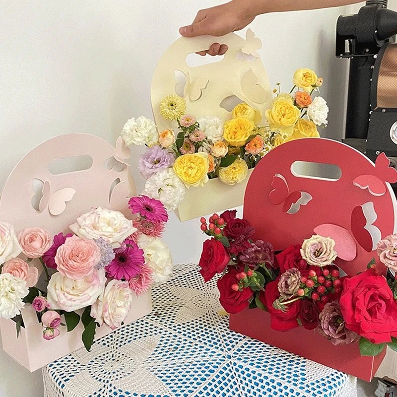 Fashion Gift Flower Decorative Packaging Box Fancy Recyclable Portable Transparent Flower Box