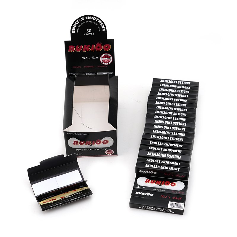 Rukioo custom logo full printed king size rolling paper package Flavor pre roll cone packing