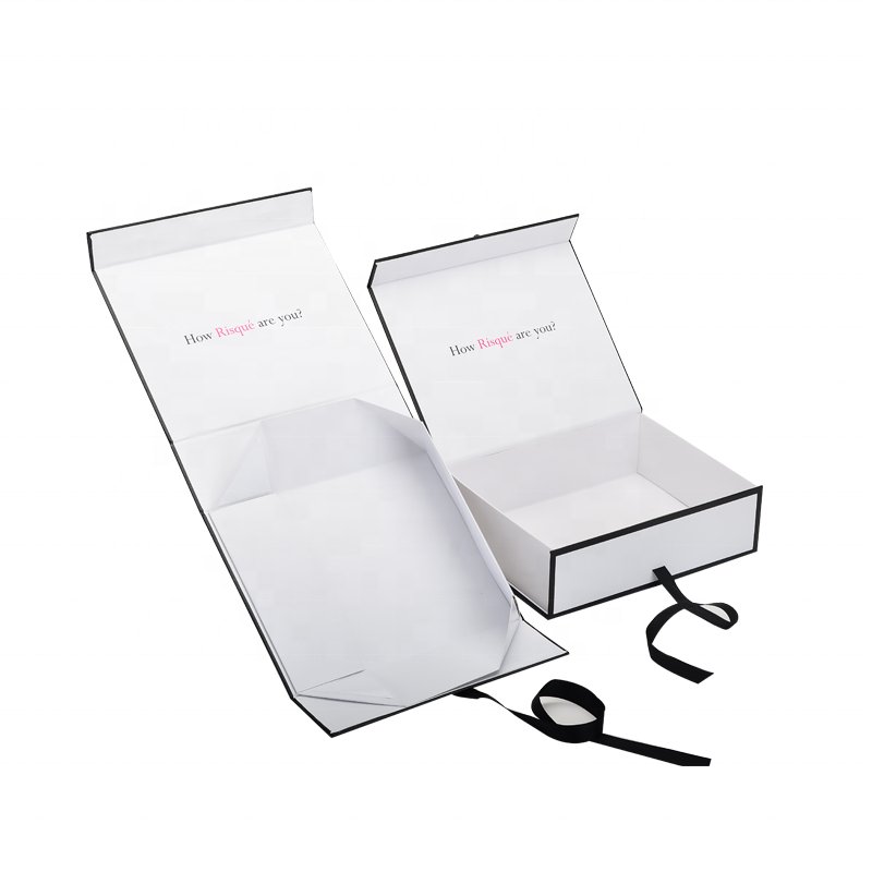 Collapsible Gift Box Cardboard Packaging Box Fashion Accessories Luxury Jewelry Box with Ribbon Handle