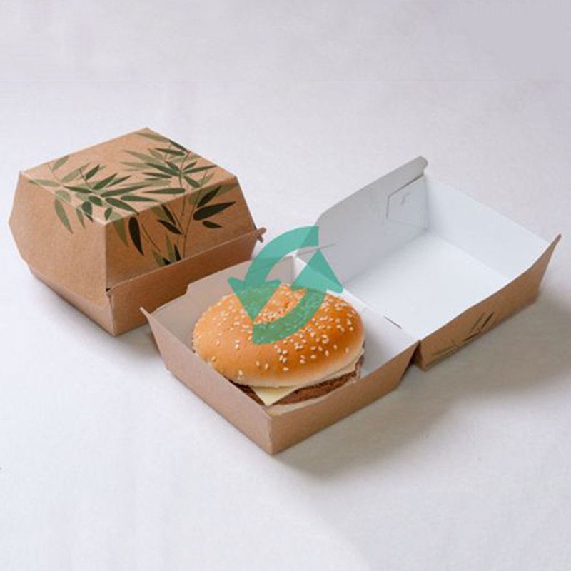 Eco Friendly Printed Foldable Cardboard Hamburger Packaging Paper Burger Box Custom Recyclable