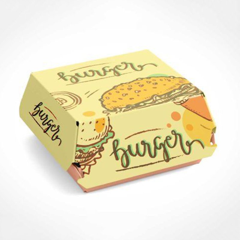Eco Friendly Printed Foldable Cardboard Hamburger Packaging Paper Burger Box Custom Recyclable