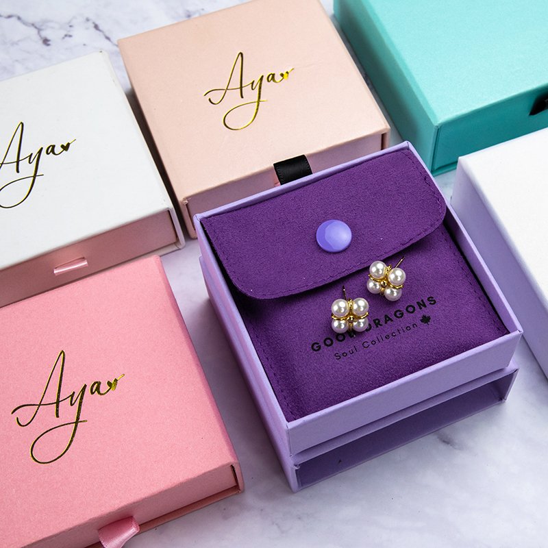 Custom Logo Cardboard Jewelry Gift Bag Drawing Box Package Slide Drawer Paper Box With Black Foam For Jewelry Packaging
