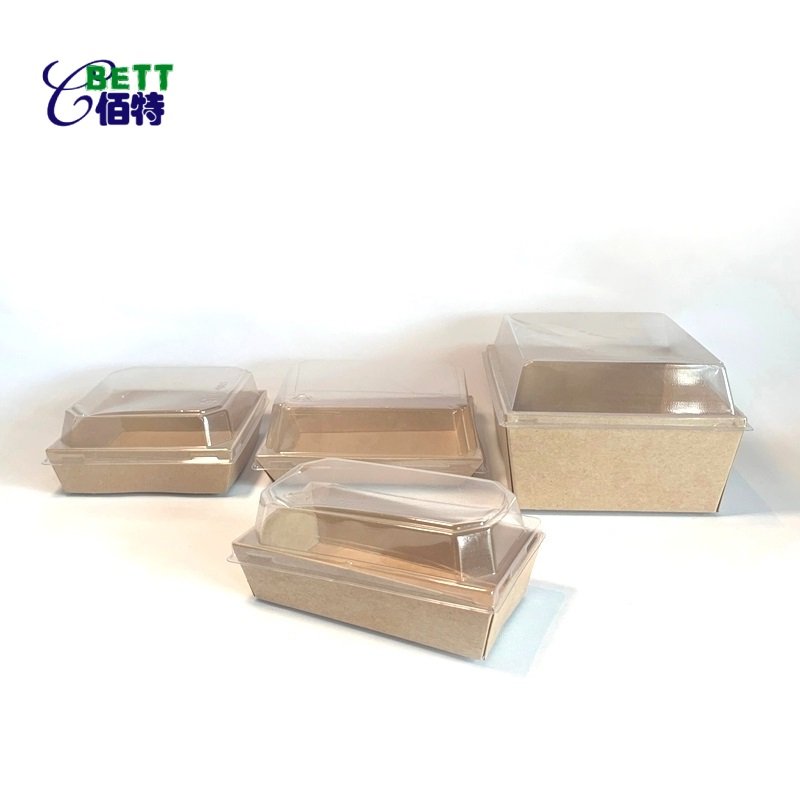 disposable compostable 2layer brown Kraft Paper Food hot dog bread Swiss Roll sushi Bakery togo Takeaway container Box Packaging