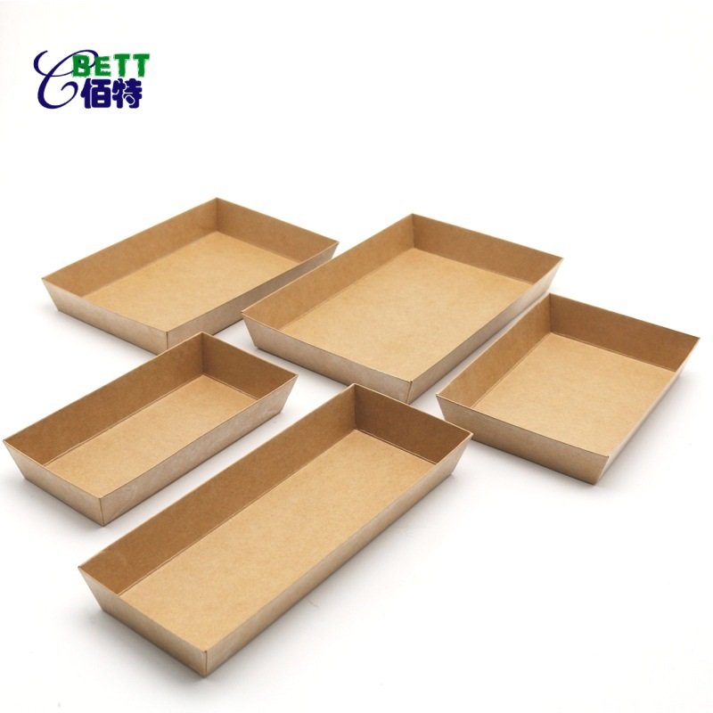 disposable compostable 2layer brown Kraft Paper Food hot dog bread Swiss Roll sushi Bakery togo Takeaway container Box Packaging