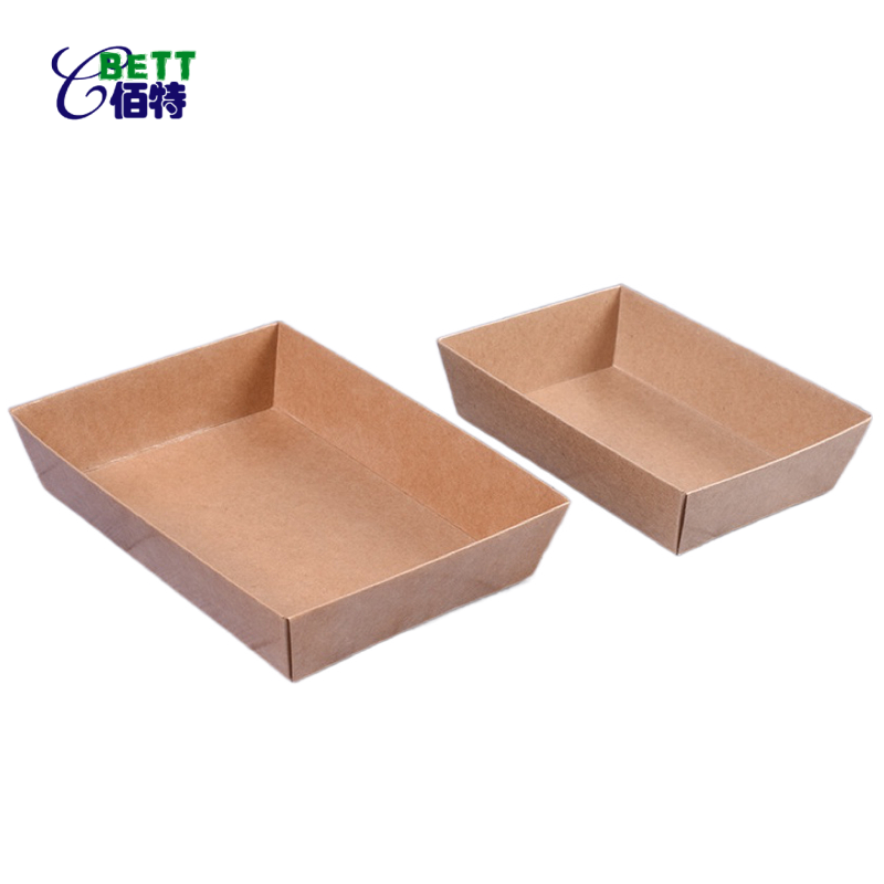disposable compostable 2layer brown Kraft Paper Food hot dog bread Swiss Roll sushi Bakery togo Takeaway container Box Packaging