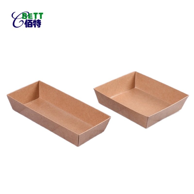 disposable compostable 2layer brown Kraft Paper Food hot dog bread Swiss Roll sushi Bakery togo Takeaway container Box Packaging
