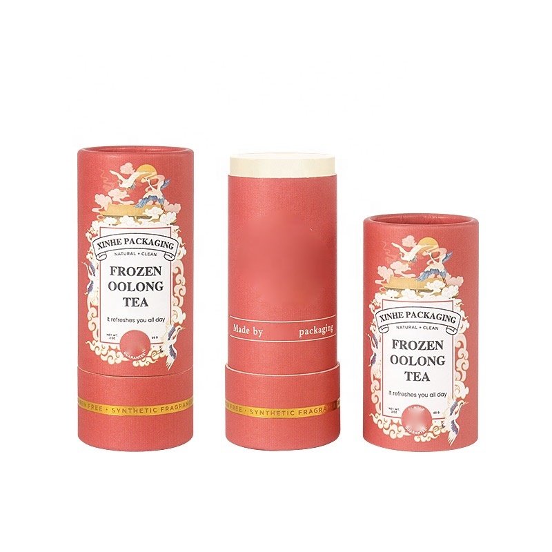 Custom deodorant cylinder paper refill lip balm push up stick tube container packaging aluminum free stick deodorant paper tube