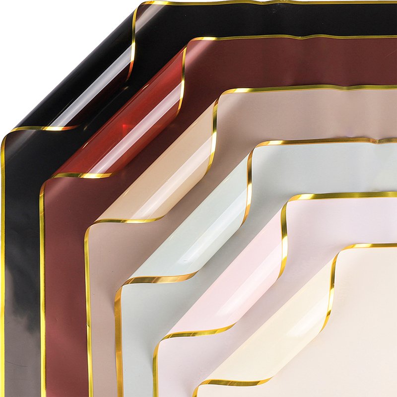 Fall in Color Newest High Grade Shiny Fresh Flower Pure Color Wrapping Paper Floral DIY Bouquets Gold Edge Packaging Paper