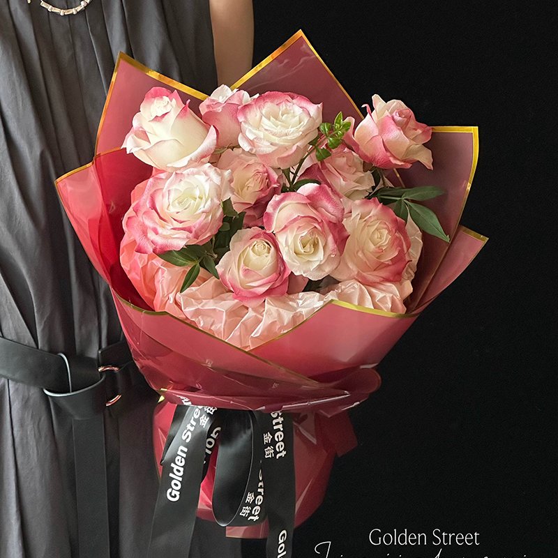 Fall in Color Newest High Grade Shiny Fresh Flower Pure Color Wrapping Paper Floral DIY Bouquets Gold Edge Packaging Paper