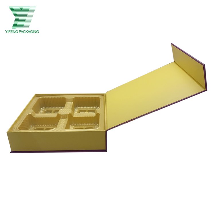 Customized Luxury embossing Spot UV Logo Rigid Cardboard plastic Tray Insert Mooncakes Packaging Box Magnetic Paper Box