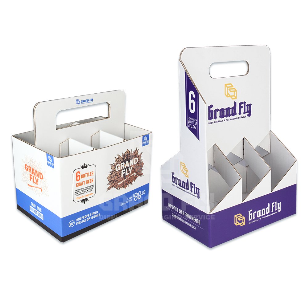 Custom Paper Cardboard Six 6 Pack Bottle Beer Packaging Carrier Box Kraft Beverage Beer Box