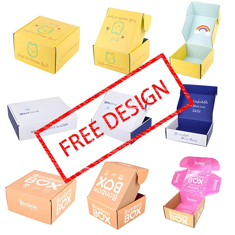 Wholesale Custom Logo Free Design Cartoon Skincare Cosmetic Cardboard Packaging Paper Boxes Corrugated Shipping Mailer Box