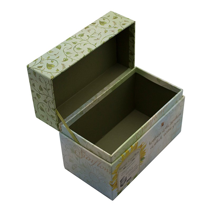 Customized cmyk printed reusable high quality cardboard paper recipe card box manufacturer
