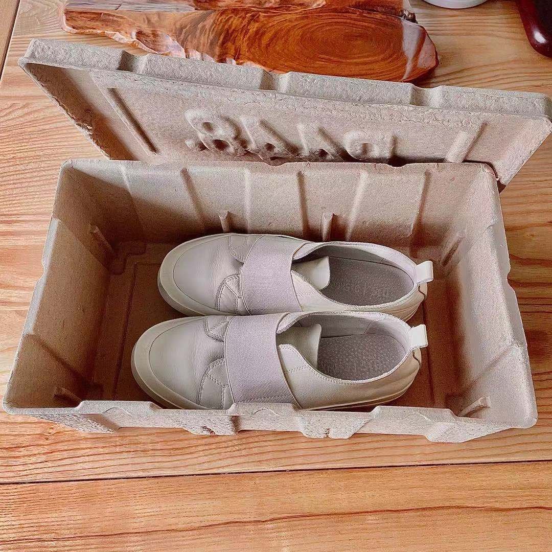 China Factory Custom logo Biodegradable Shoe Box Pulp Molded Disposable Material Recycled and Recyclable