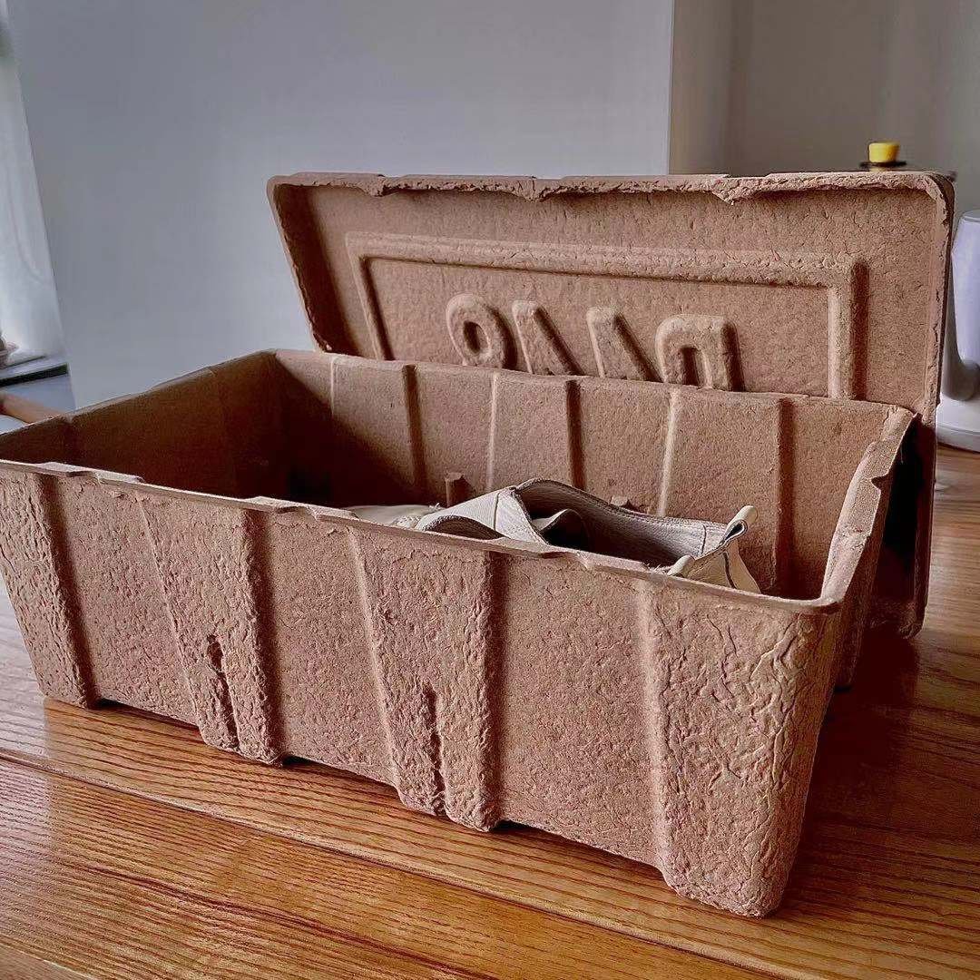China Factory Custom logo Biodegradable Shoe Box Pulp Molded Disposable Material Recycled and Recyclable