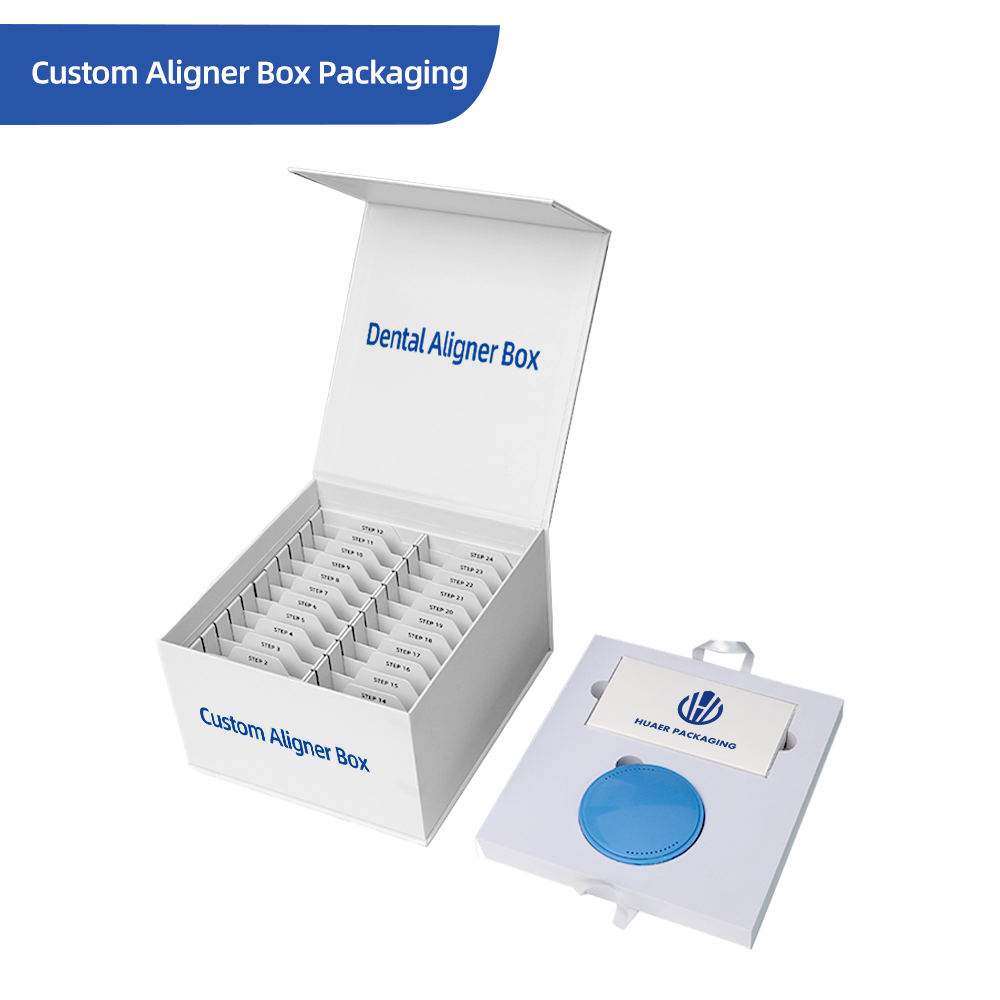 Recyclable Cardboard Magnetic Orthodontic Invisible Brace Teeth Aligners Boxes Dental Clear Aligner Box Packaging